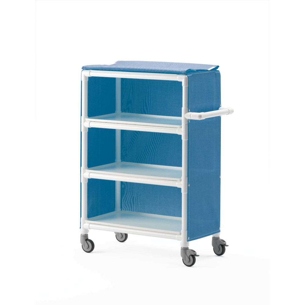 Clean Linen Trolley 3 Shelves with Blue Canvas Cover 104x137x53cm